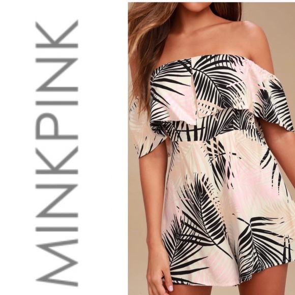 MINKPINK Dresses & Skirts - 🆕 Minkpink Tropical Print off shoulder Romper